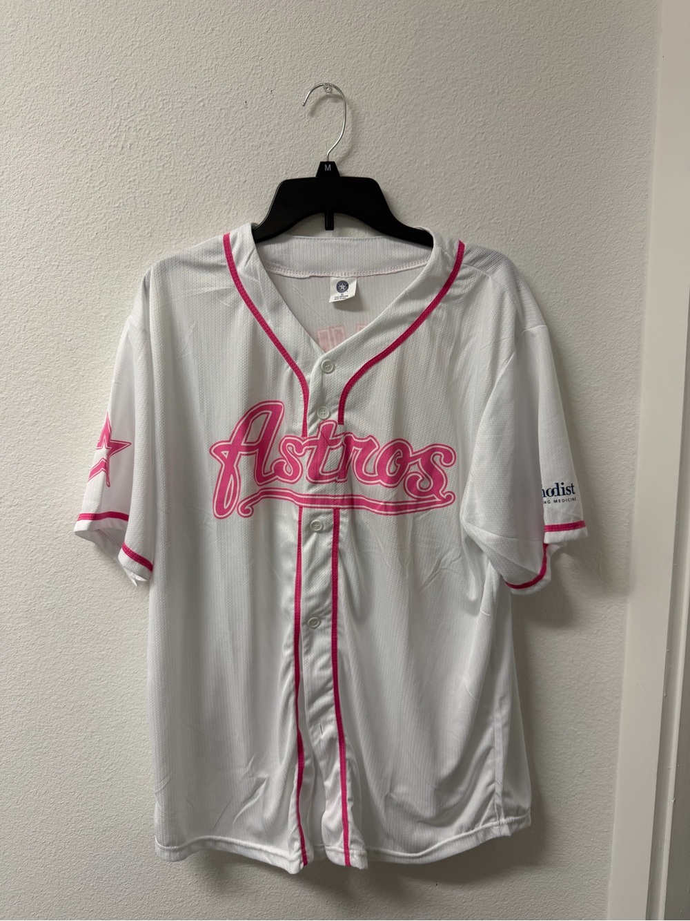 Astr Astros White Jersey with Pink Trim